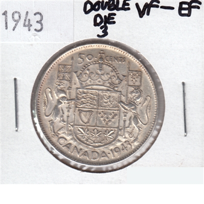 1943 Double Die Canada 50-cents VF-EF (VF-30)