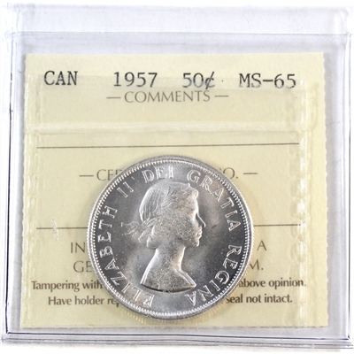 1957 Canada 50-cents ICCS Certified MS-65