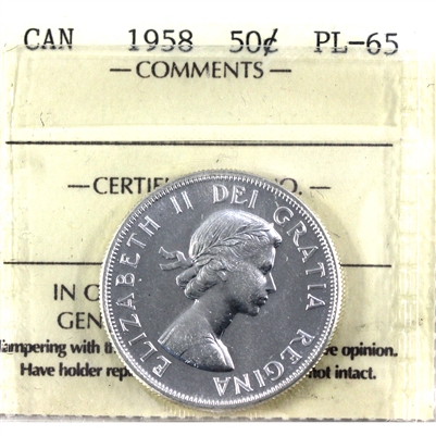 1958 Canada 50-cents ICCS Certified PL-65