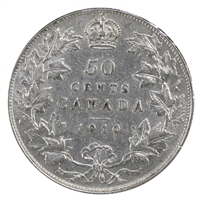 1910 Edwardian Leaves Canada 50-cents Extra Fine (EF-40) $
