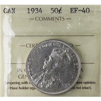 1934 Canada 50-cents ICCS Certified EF-40