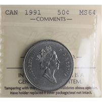 1991 Canada 50-cents ICCS Certified MS-64