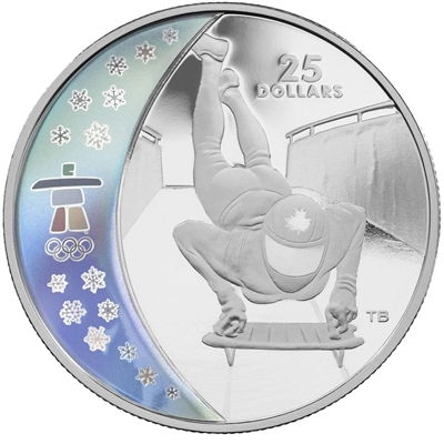 2009 Canada $25 Skeleton Olympic Sterling Silver Hologram Coin