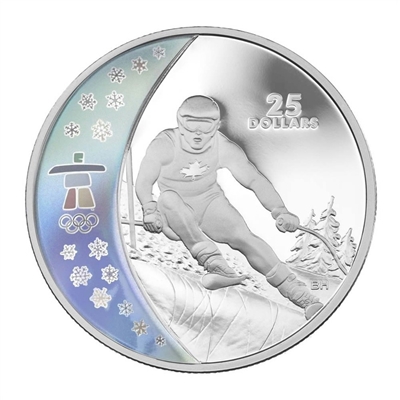 2007 Canada $25 Alpine Skiing Olympic Sterling Silver Hologram Coin