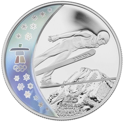2009 Canada $25 Ski Jumping Olympic Sterling Silver Hologram