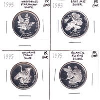 Lot of All 4x 1995 50-cent Canada on the Wing Sterling Silver Proof, 4Pcs (Impaired)