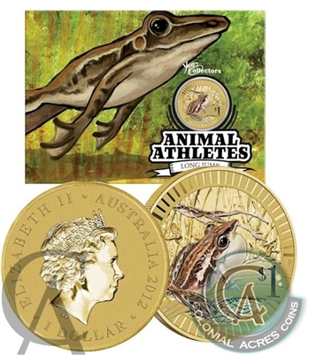 2012 Australia $1 Animal Athletes - Rocket Frog Coin in Card