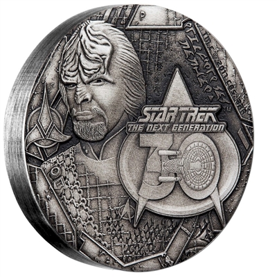 2017 Tuvalu $2 Star Trek - Lieutenant Commander Worf 2oz Silver Antiqued (No Tax)