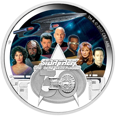 2017 Tuvalu $2 30th Anniversary of Star Trek: TNG - The Crew 2oz Silver (No Tax)