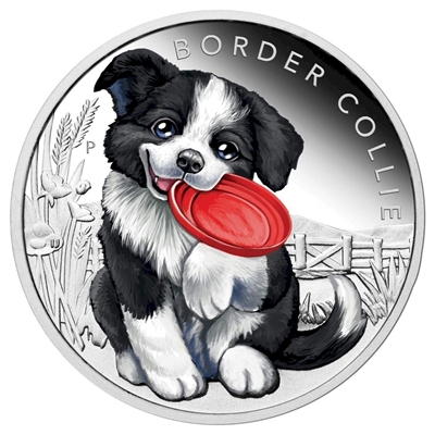 2018 Tuvalu 50-cent Puppies - Border Collie 1/2oz. Silver Proof (No Tax)
