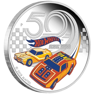 2018 Tuvalu $1 50th Anniversary of Hot Wheels 1oz. Silver Proof (No Tax)