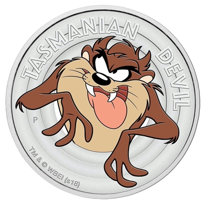 2018 Tuvalu 50-cents Looney Tunes - Tasmanian Devil 1/2oz. Coloured Silver (No Tax)