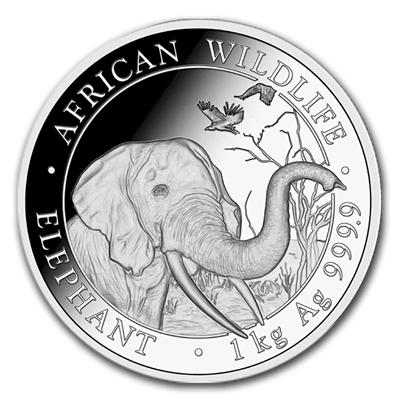 2018 Somalia 2000 Shillings .999 Silver Kilo Elephant (No Tax)
