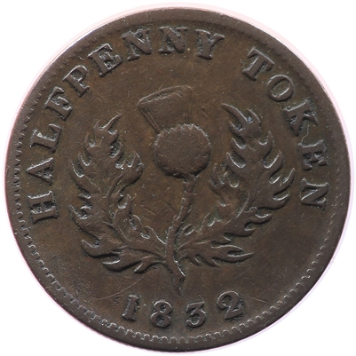 NS-1D2 1832 Nova Scotia George IV Thistle Half Penny Token F-VF (F-15)