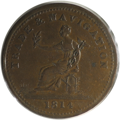 NS-20B3 1814 Nova Scotia Trade & Navigation Penny Token EF-AU (EF-45)