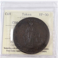 UC-3 1822 Upper Canada Lesslie & Sons Toronto Token ICCS Certified VF-30 BR#717