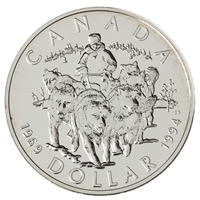 1994 Canada RCMP Dog Team Patrol Sterling Silver BU Dollar (lightly toned)