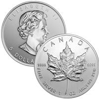 SALE! Random Date $5 1oz. Silver Maple Leaf  (Tax Exempt)
