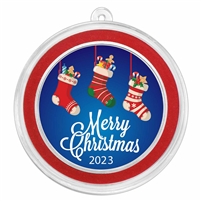 2023 APMEX Colourized Merry Christmas Stockings Ornament 1oz .999 Silver Round (No Tax)