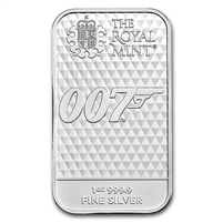 Great Britain (2022) James Bond: Diamonds Are Forever (007) 1oz .999 Silver Bar (No Tax) Milk Spots
