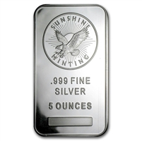 Sunshine Mint 5oz. .999 Fine Silver Bar (Tax Exempt) DL-D
