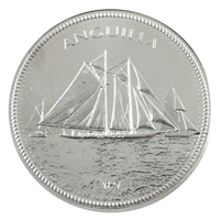 Anguilla 2021 $2 1oz. Fine Silver (No Tax) Minor blemishes, capsule lightly scuffed