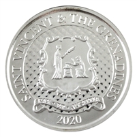 St. Vincent & The Grenadines 2020 $2 1oz. Fine Silver (No Tax) Spot, capsule scuffed