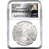 2016 USA $1 Eagle 1oz. Fine Silver NGC Certified MS-70 First Releases (No Tax) Spot