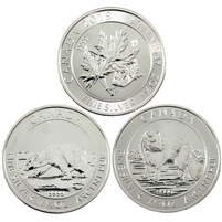 Lot of 3x 2013, 2014 & 2019 Canada $8 1.5oz. .9999 Silver, 3Pcs (No Tax) Issues