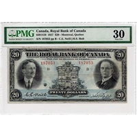 630-14-10 1927 Royal Bank of Canada $20 Neill-Holt PMG Certified VF-30