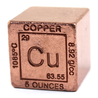 Elemental Cube 5oz .999 Fine Copper