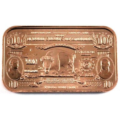 $10 Bison Bar 1oz. .999 Fine Copper