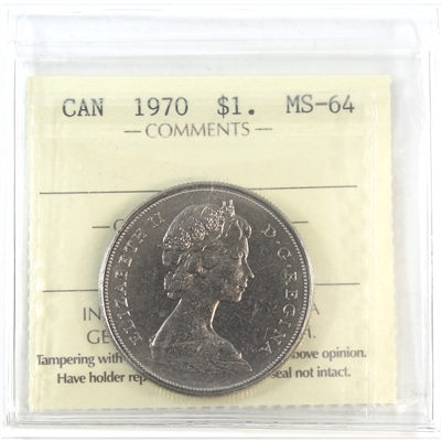 1970 Canada Nickel Dollar ICCS Certified MS-64