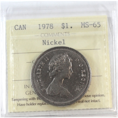 1978 Canada Nickel Dollar ICCS Certified MS-65