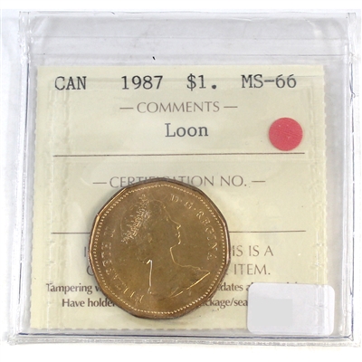 1987 Canada Loon Dollar ICCS Certified MS-66