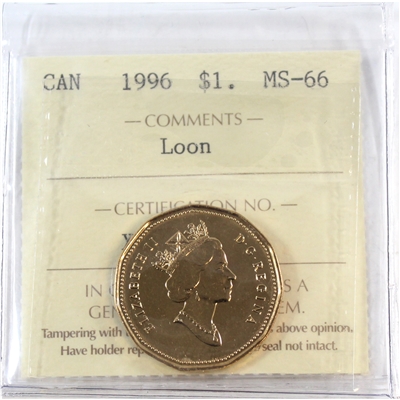 1996 Canada Loon Dollar ICCS Certified MS-66