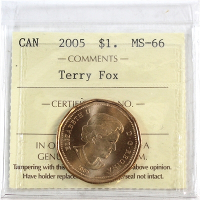 2005 Terry Fox Canada Dollar ICCS Certified MS-66