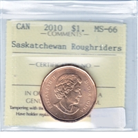 2010 Saskatchewan Roughriders Canada Dollar ICCS Certified MS-66