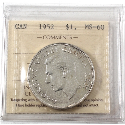 1952 NWL Canada Dollar ICCS Certified MS-60