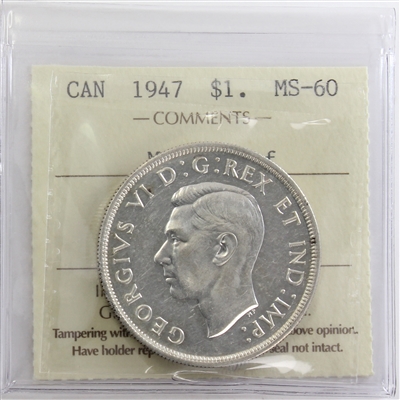 1947 Maple Leaf Canada Dollar ICCS Certified MS-60