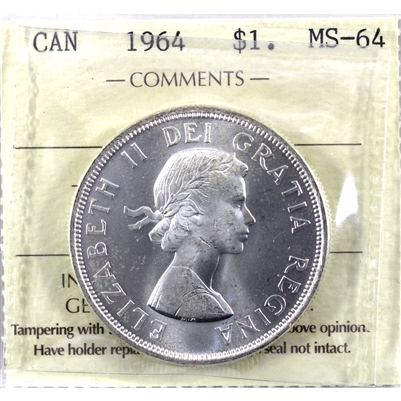 1964 Canada Dollar ICCS Certified MS-64