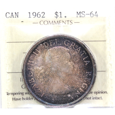 1962 Canada Dollar ICCS Certified MS-64
