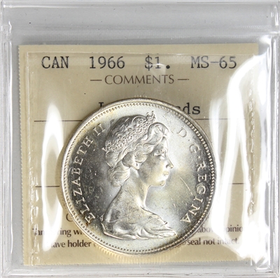 1966 Large Beads Canada Dollar ICCS Certified MS-65 (XWF 351)