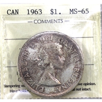 1963 Canada Dollar ICCS Certified MS-65 (XUZ 462)