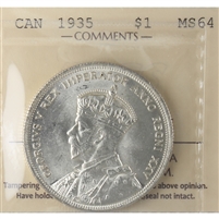 1935 Canada Dollar ICCS Certified MS-64 (XXG 015)