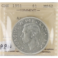 1951 Arnprior Canada Dollar ICCS Certified MS-62 (XGI 299)