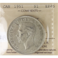 1951 Arnprior Canada Dollar ICCS Certified EF-45