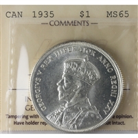 1935 Canada Dollar ICCS Certified MS-65 (XZD 493)