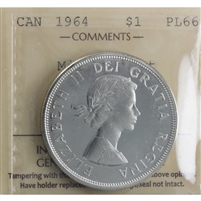 1964 Missing Dot Canada Dollar ICCS Certified PL-66