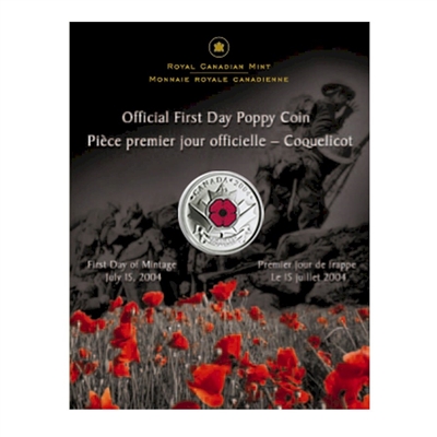 2004 Canada First Day Poppy 25-cent Coin